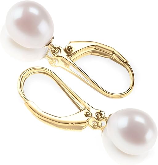 Boucles d'oreilles pendantes en perles en or