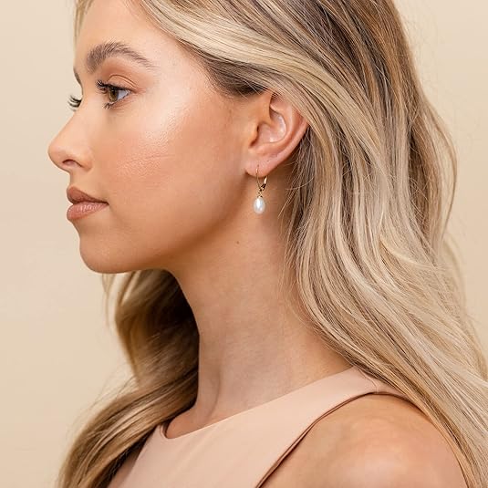 Boucles d'oreilles pendantes en perles en or