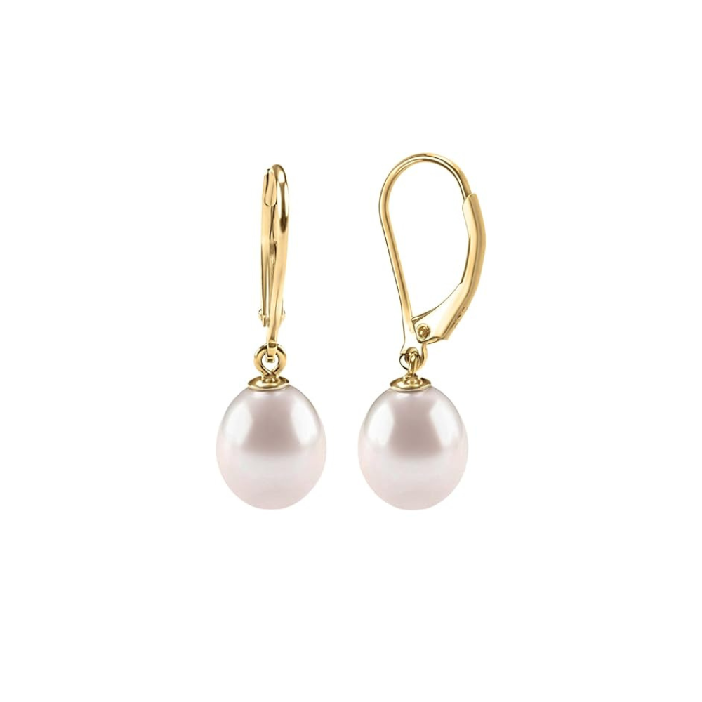 Boucles d'oreilles pendantes en perles en or