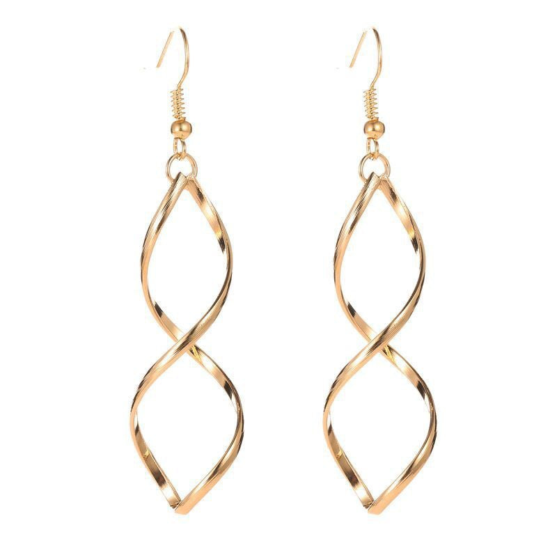 Boucles d'oreilles pendantes en spirale en or