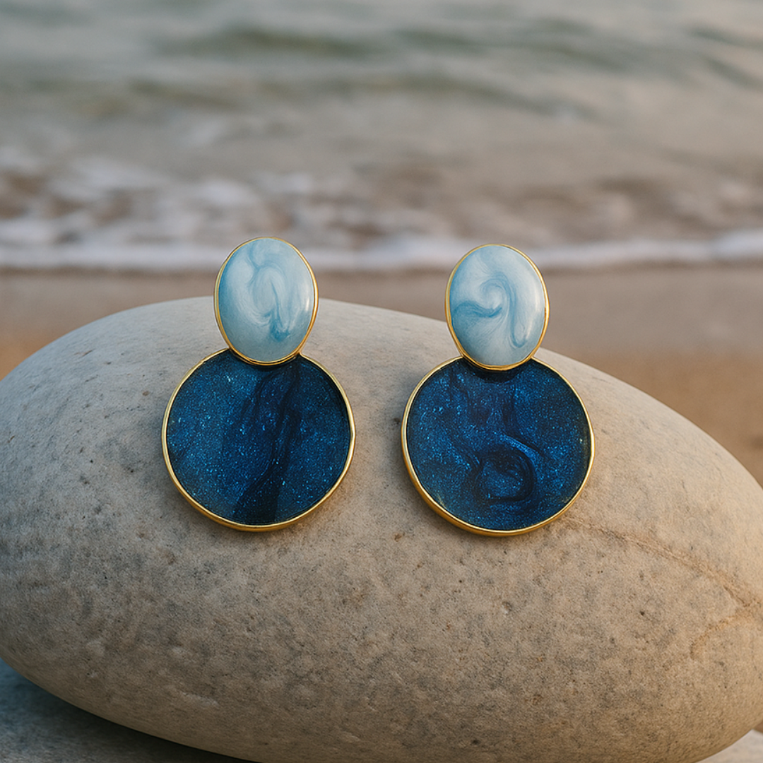 Boucles d'oreilles Préférées, le ciel et le fond de la mer en or