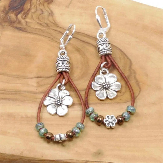 Boucles d'oreilles rétro en cuir