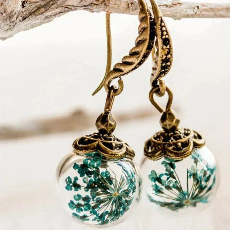 Boucles d'oreilles rétro en fleurs antique en or