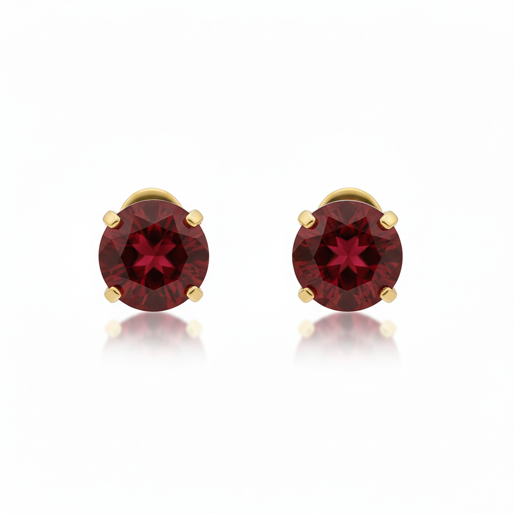 Boucles d'oreilles rondes en rubis en or