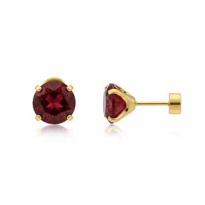 Boucles d'oreilles rondes en rubis | Or