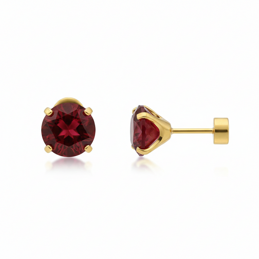 Boucles d'oreilles rondes en rubis | Or