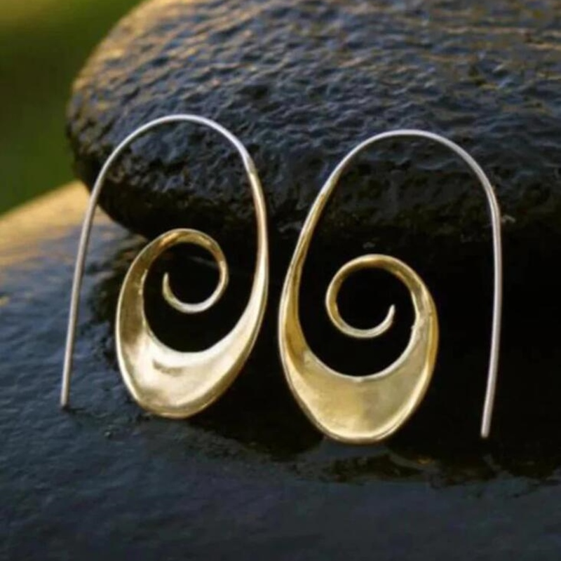 Boucles d'oreilles spirales bohèmes en or