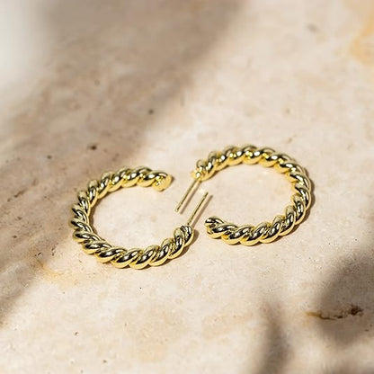 Boucles d'oreilles torsadées en corde | Or