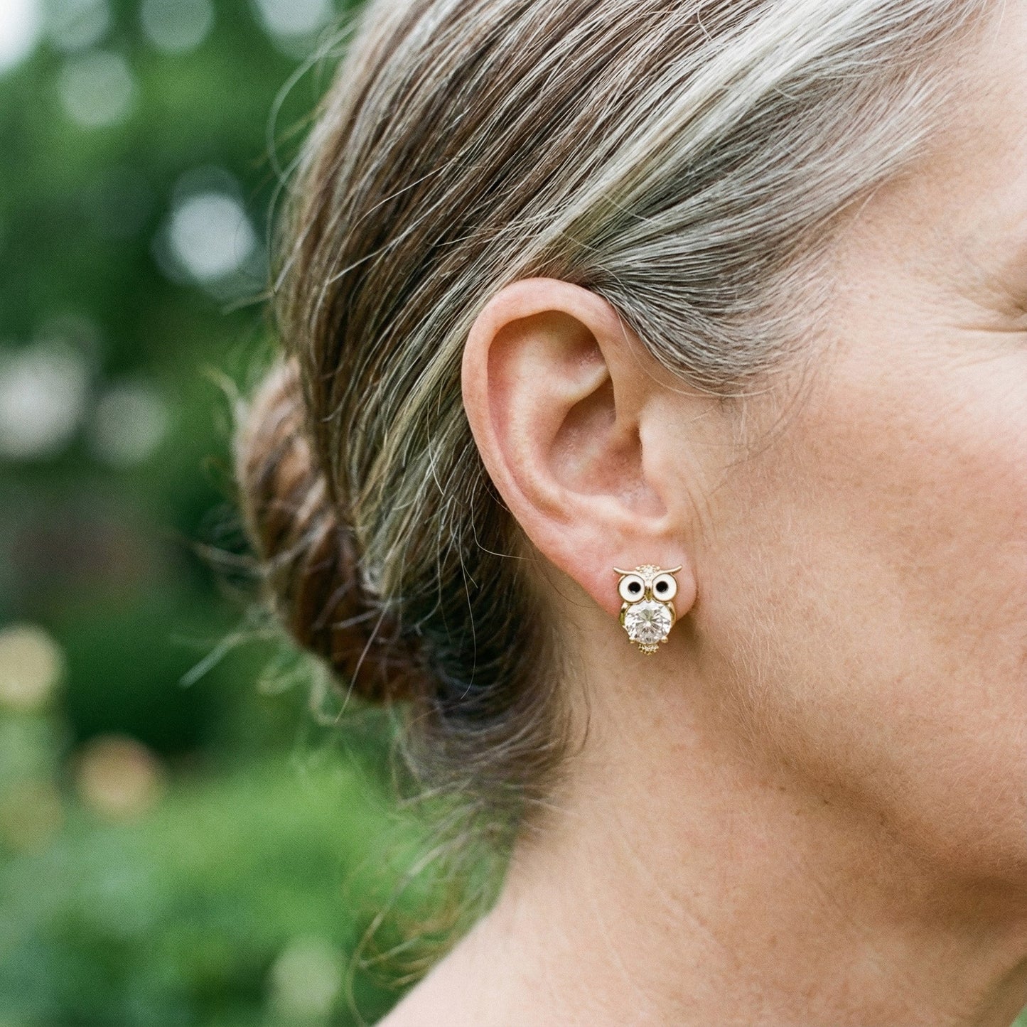Boucles d'oreilles vintage Hibou avec cristaux