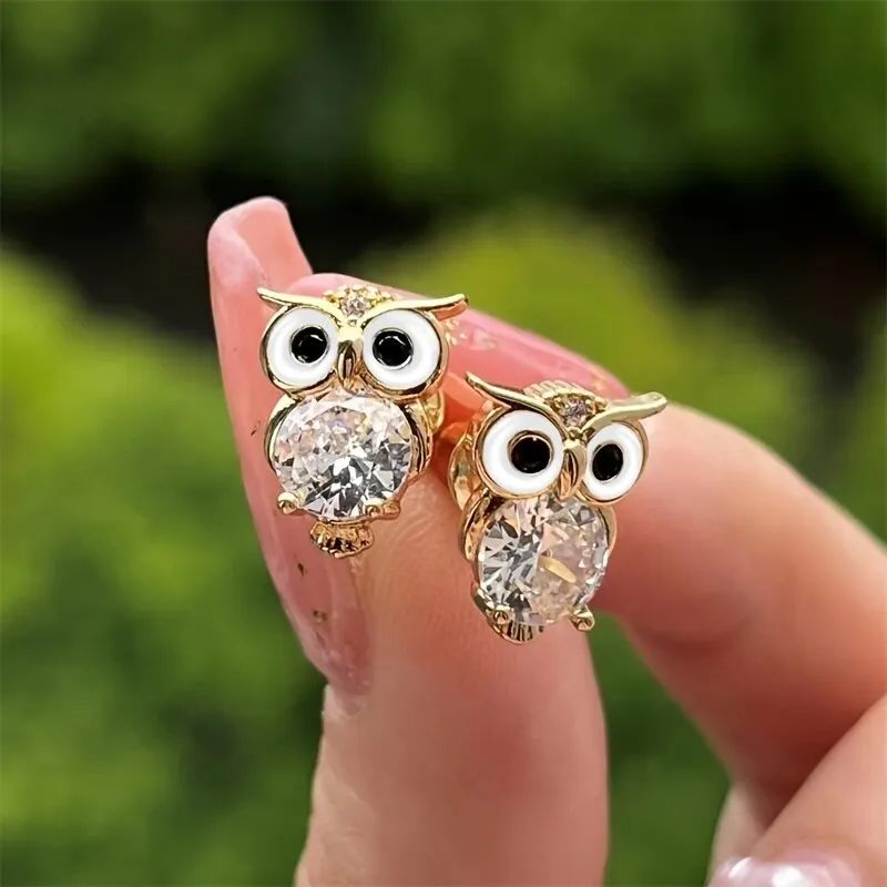 Boucles d'oreilles vintage Hibou avec cristaux