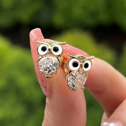 Boucles d'oreilles vintage Hibou avec cristaux