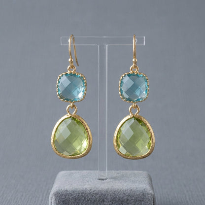 Boucles d'oreilles vintage avec turquoise et pierre de lune