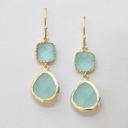 Boucles d'oreilles vintage avec turquoise et pierre de lune