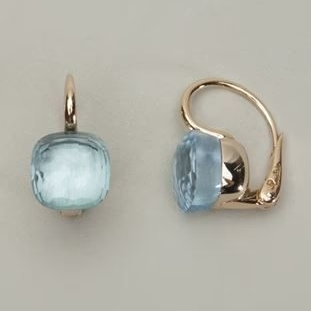Boucles d'oreilles vintage bleues à brillants intégrés en or