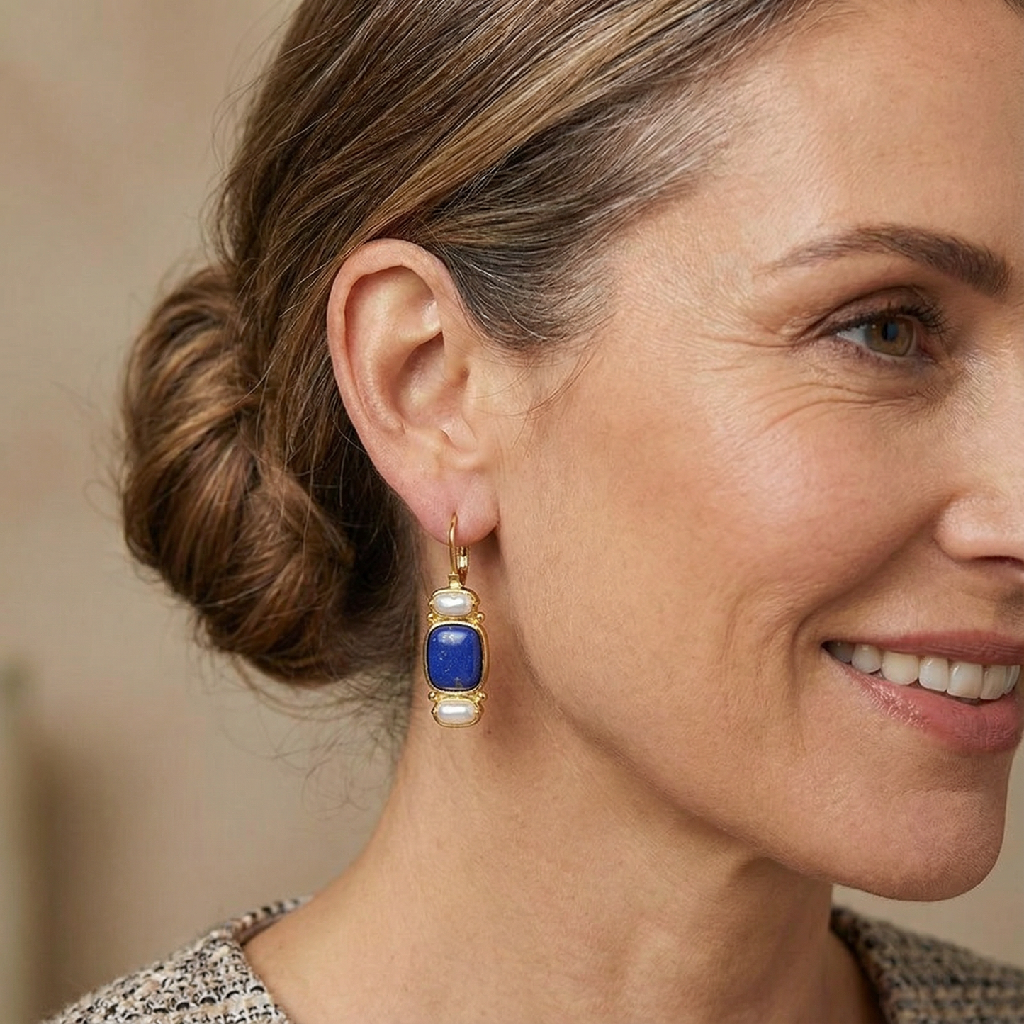 Boucles d'oreilles vintage en bleu et or