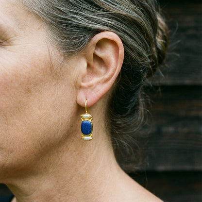 Boucles d'oreilles vintage en bleu et or