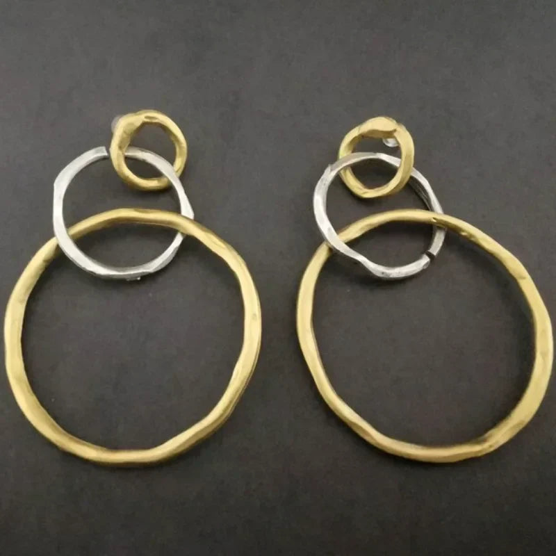 Boucles d'oreilles vintage en or et en argent