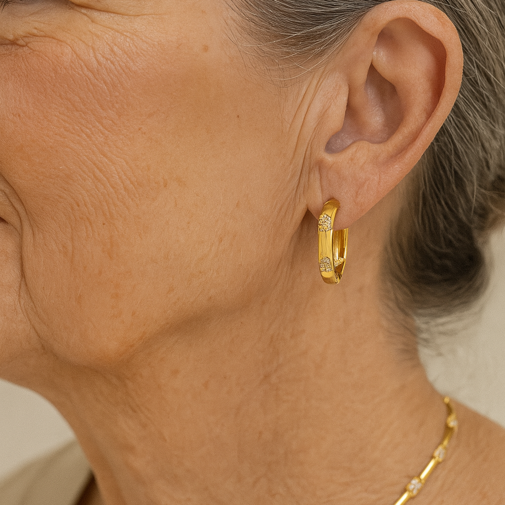 Boucles d'oreilles vintage roue avec fleur en or
