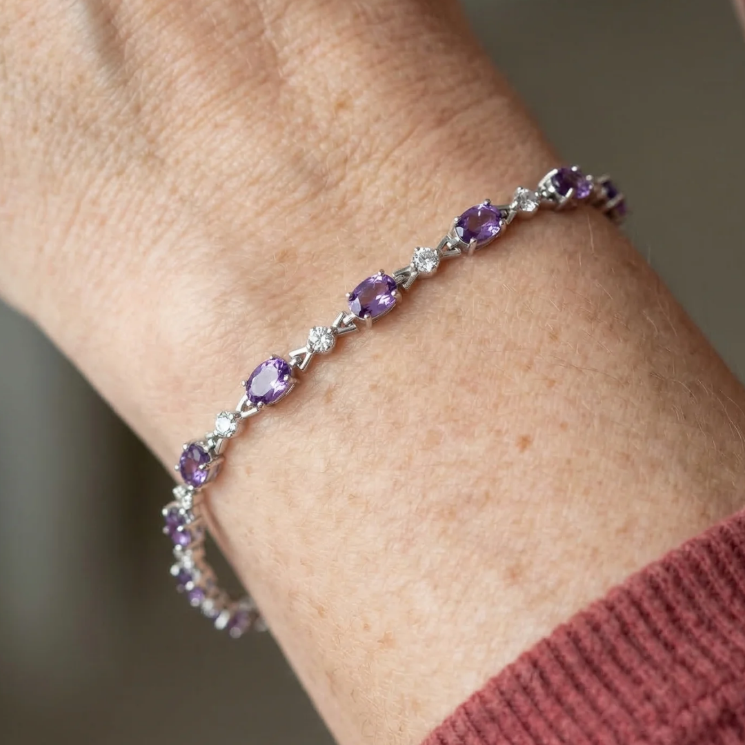 Bracelet améthystes Étoilées en or blanc