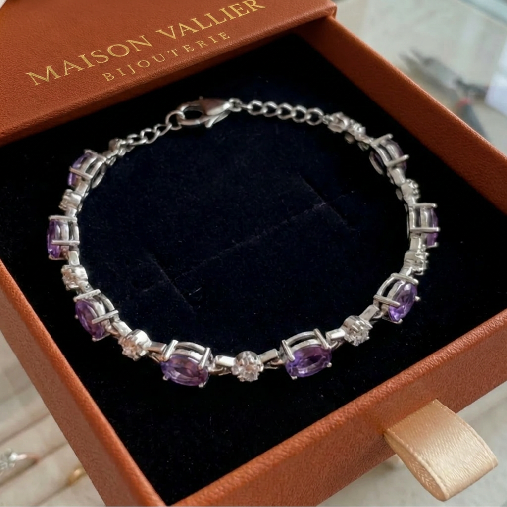 Bracelet améthystes Étoilées en or blanc