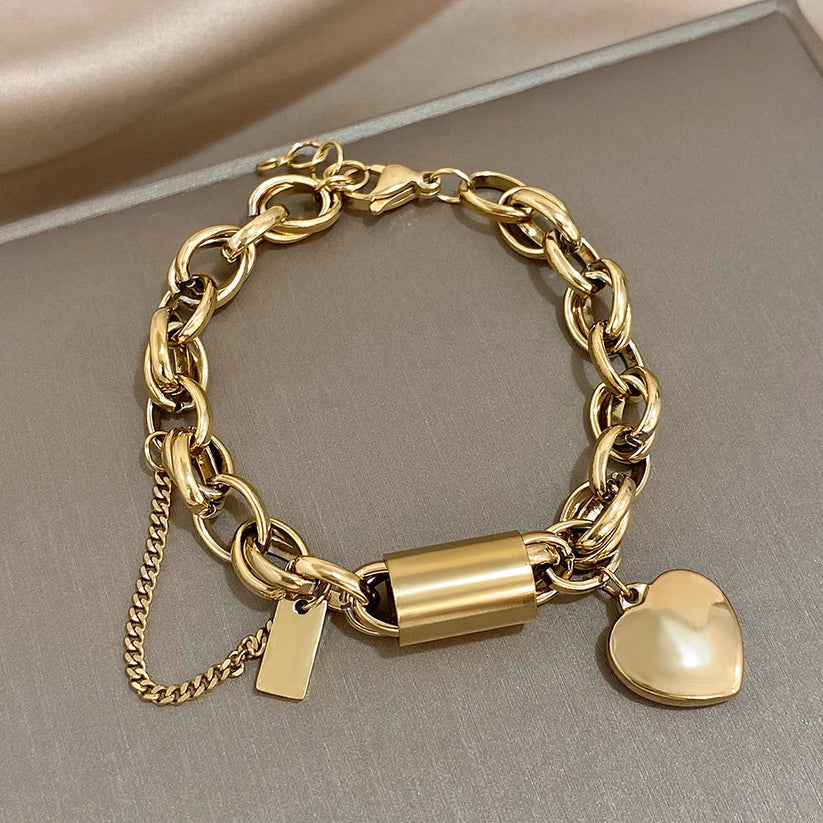 Bracelet chaîne épaisse Revitalisante en or blanc