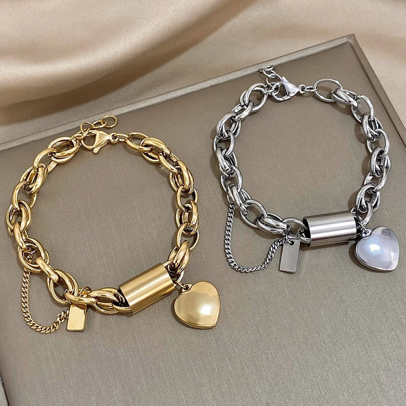 Bracelet chaîne épaisse Revitalisante en or blanc