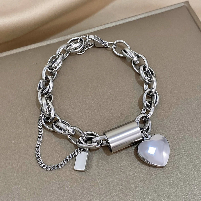 Bracelet chaîne épaisse Revitalisante en or blanc