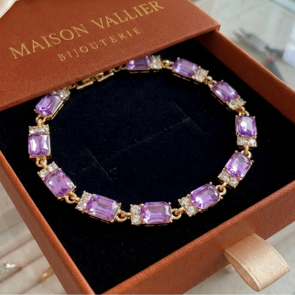 Bracelet charme améthyste Valleria en or