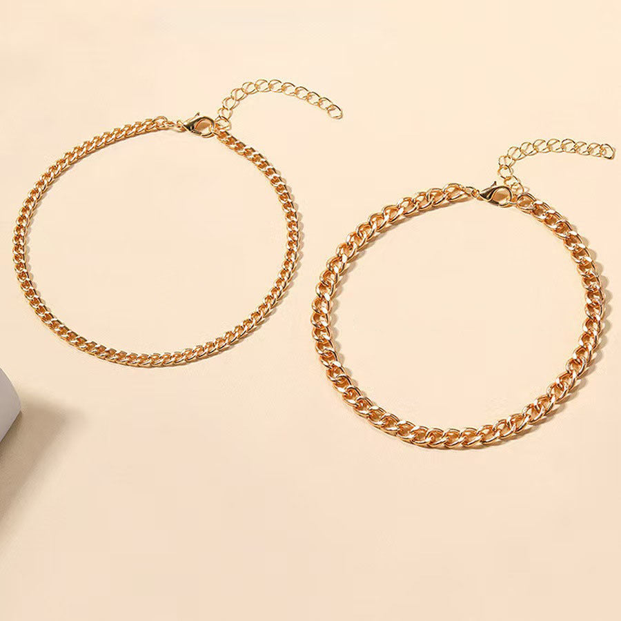 Bracelet cheville en maillons Cubains Superposés en or