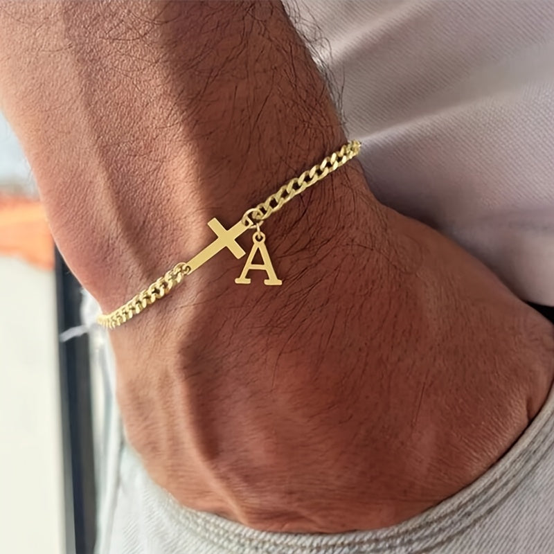 Bracelet croisé initial en or