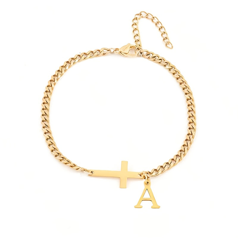 Bracelet croisé initial en or