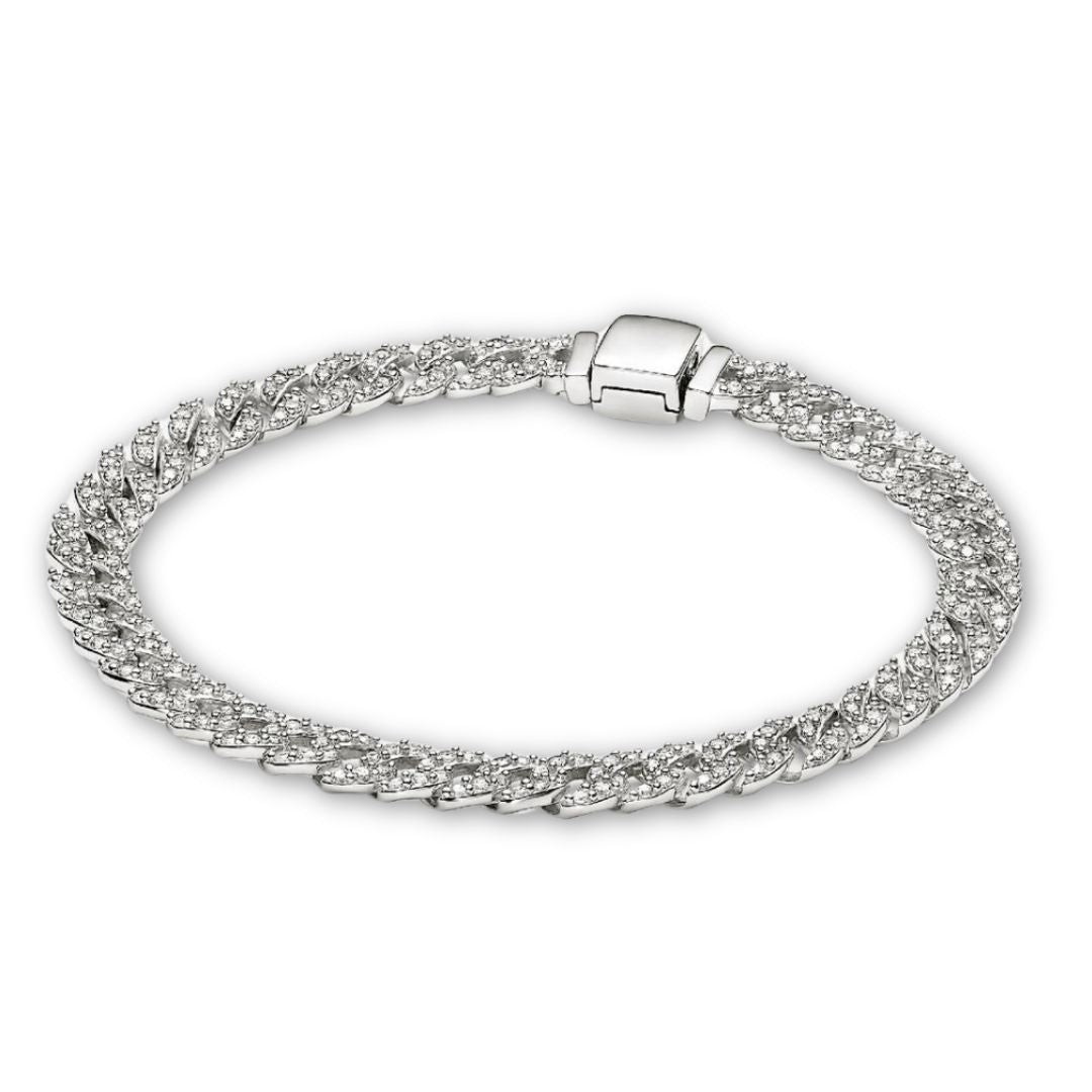 Bracelet cubain pave en or