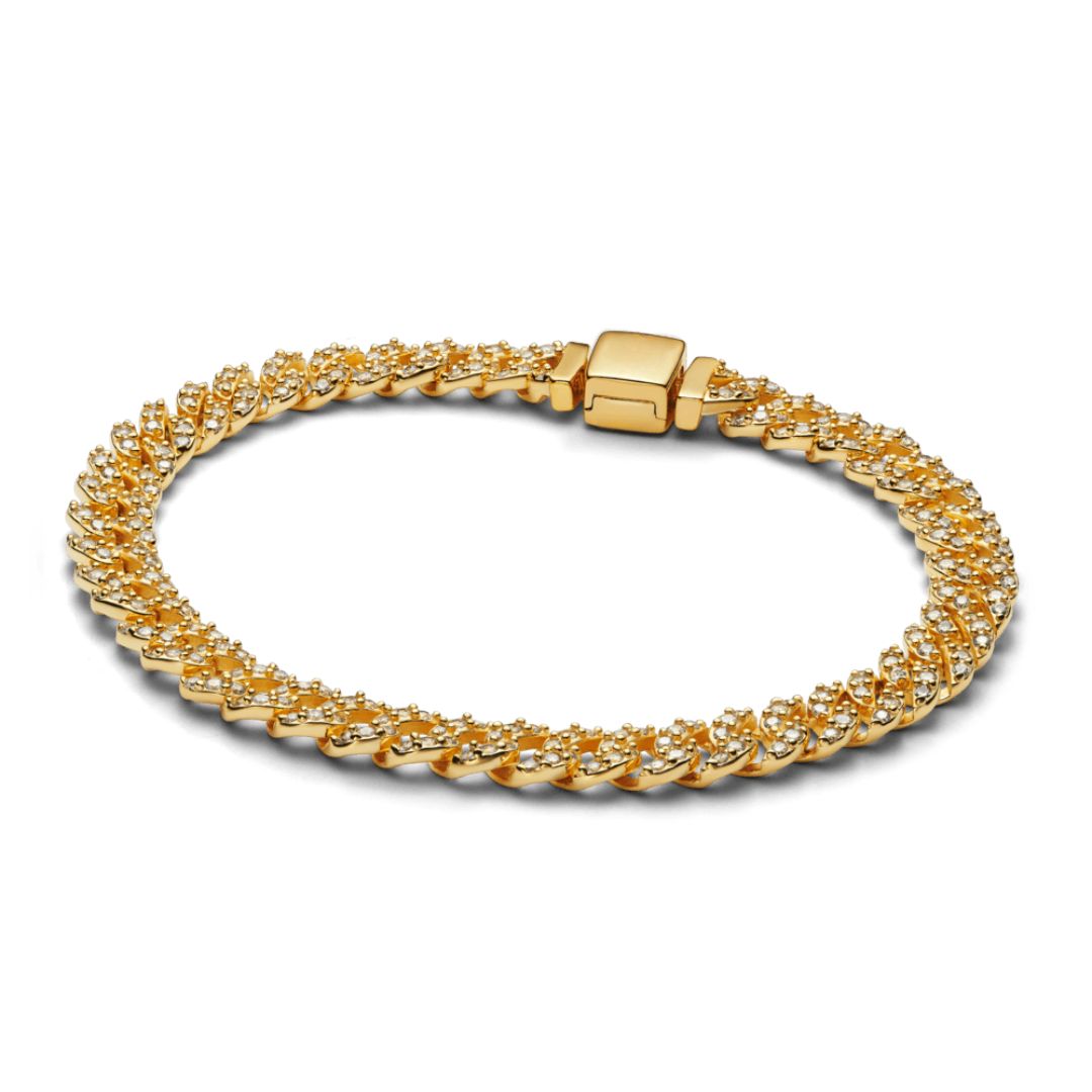 Bracelet cubain pave en or