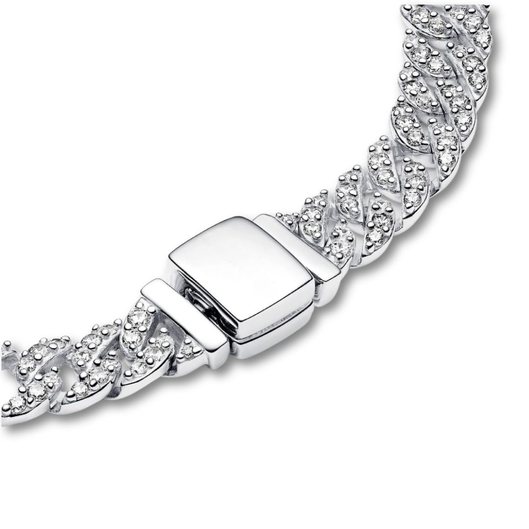 Bracelet cubain pave en or