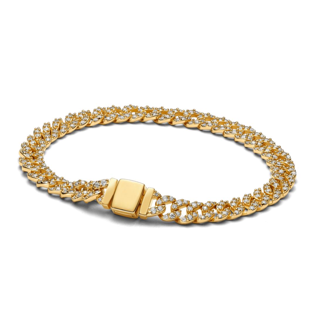 Bracelet cubain pave en or
