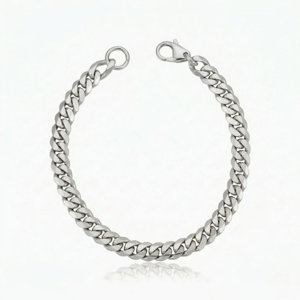 Bracelet cubain en or blanc