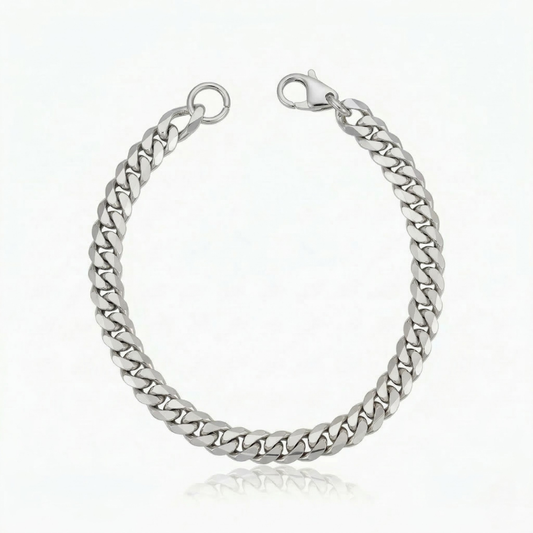 Bracelet Cubain en Or Blanc