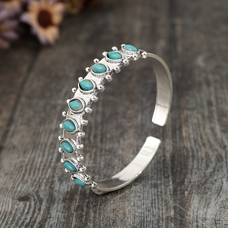 Bracelet cuff turquoise Azmira en or blanc