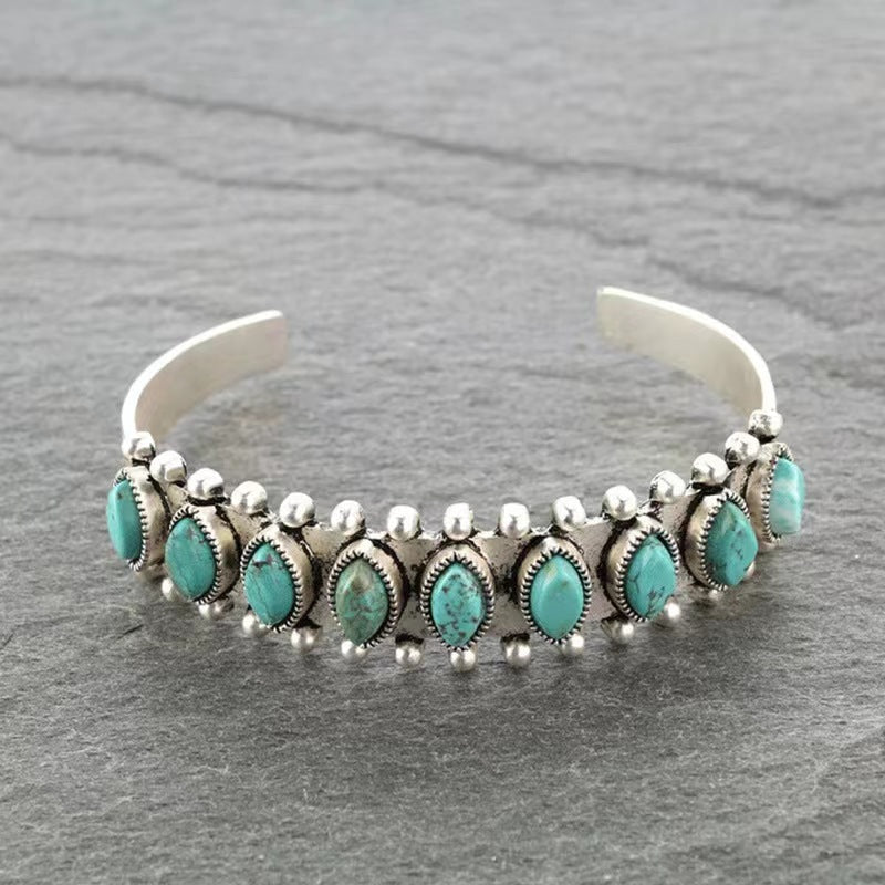 Bracelet cuff turquoise Azmira en or blanc