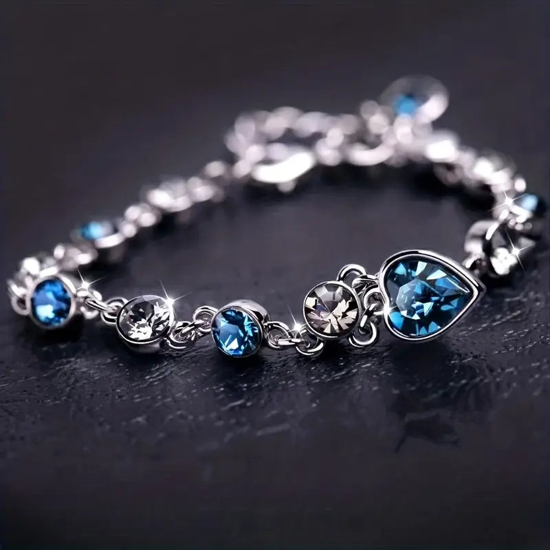 Bracelet éclat cœur océan en or blanc