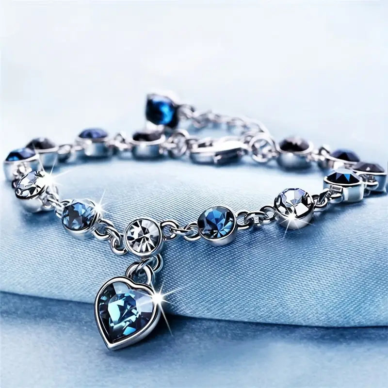 Bracelet éclat cœur océan en or blanc
