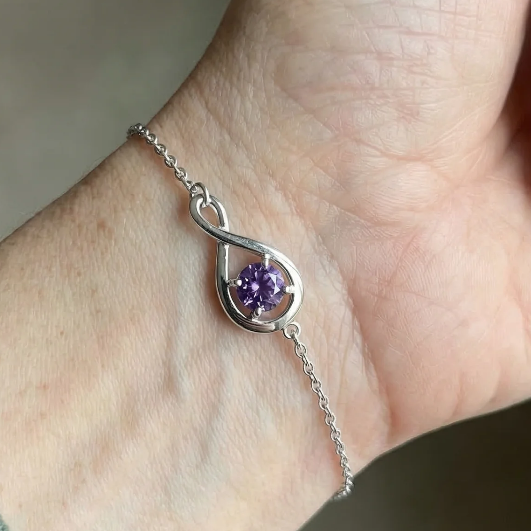 Bracelet infini améthyste en or blanc