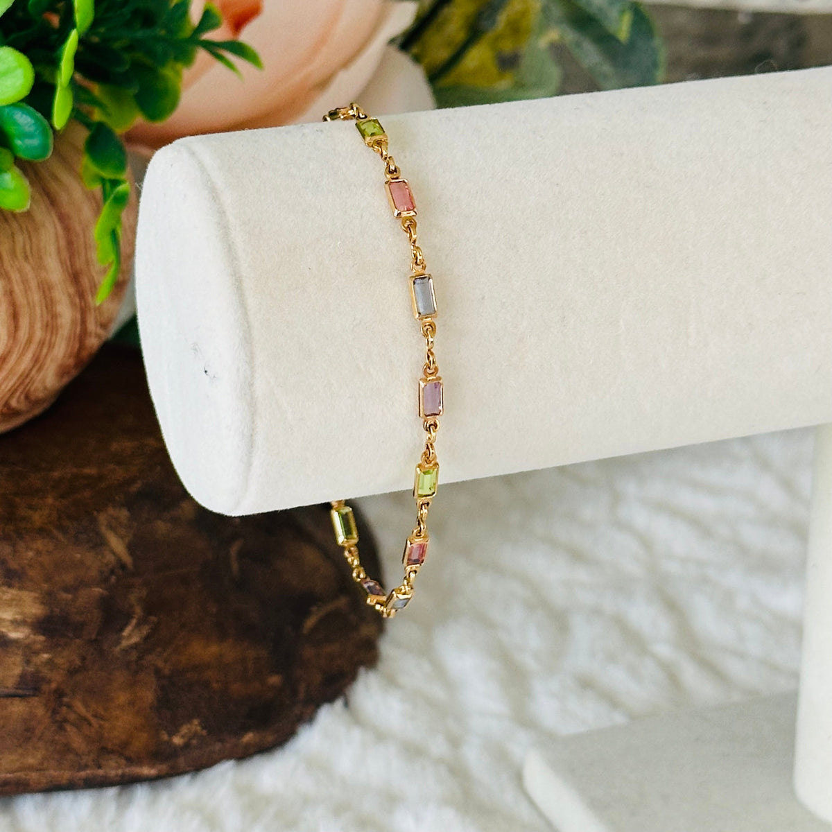 Bracelet « Isabelle » avec des pierres colorées en or