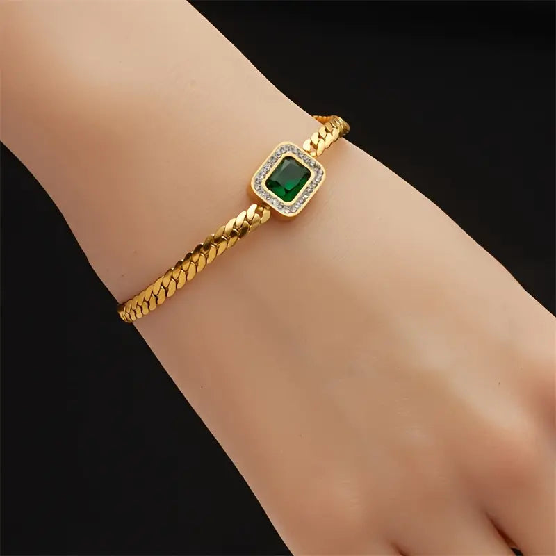 Bracelet Joanna vert avec émeraude en or