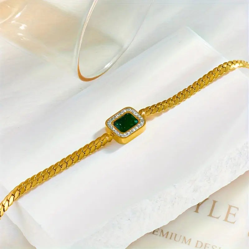 Bracelet Joanna vert avec émeraude en or