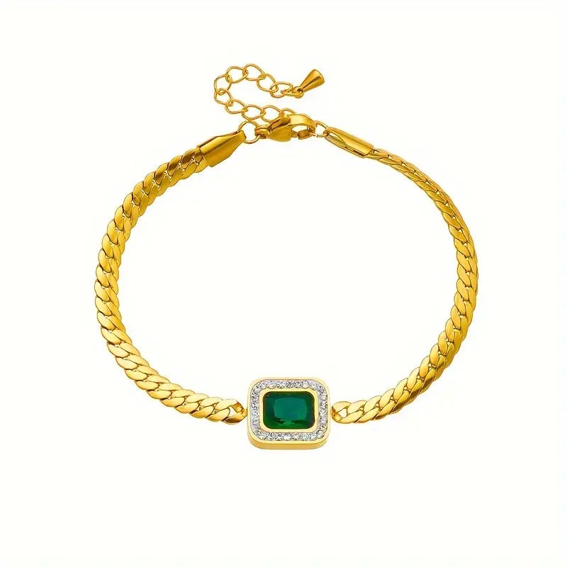 Bracelet Joanna vert avec émeraude en or