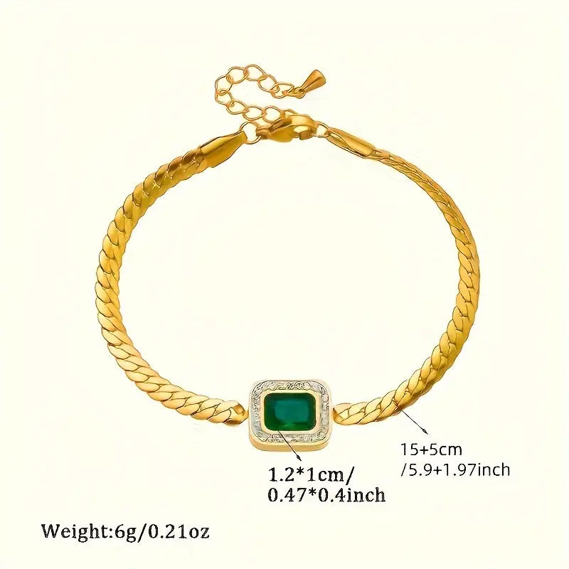 Bracelet Joanna vert avec émeraude en or