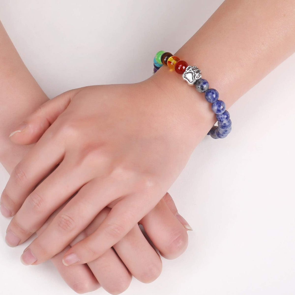 Bracelet Mémorial Pont céleste, cadeau avec 7 perles de Chakra pour la perte d'un animal de compagnie en or