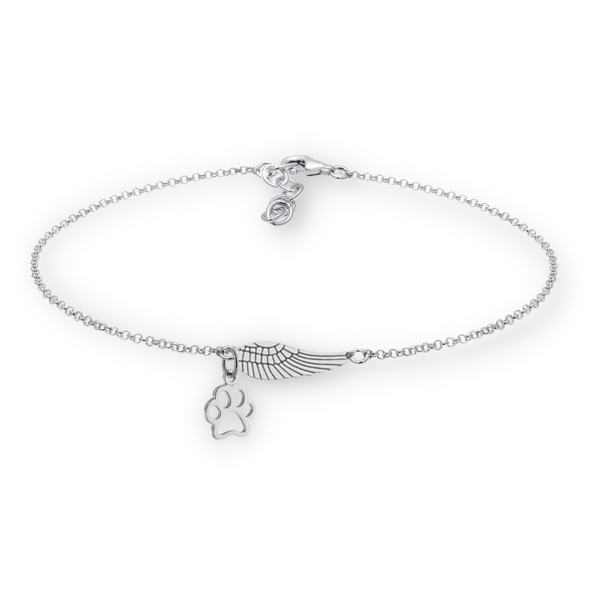 Bracelet Monument avec Cheveux d'ange et empreinte, fait à la main en or blanc