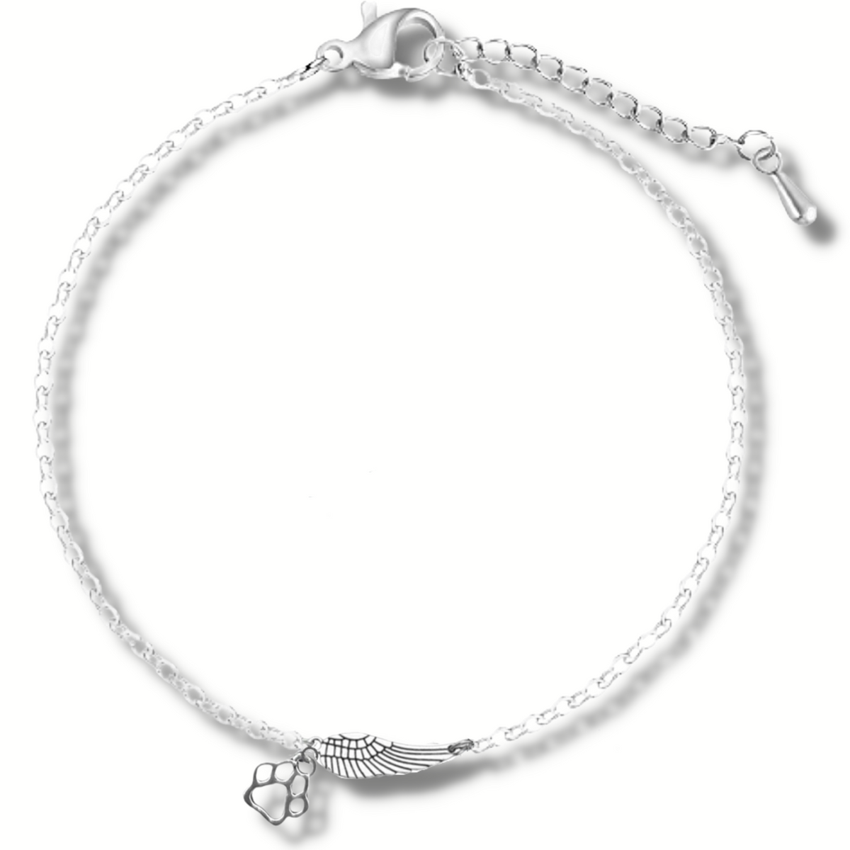 Bracelet Monument avec Cheveux d'ange et empreinte, fait à la main en or blanc